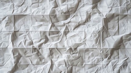 Obraz premium a piece of crumpled white paper with a delicate grid pattern, rendered in hyper-realistic detail. The image should capture the texture of the folds and creases