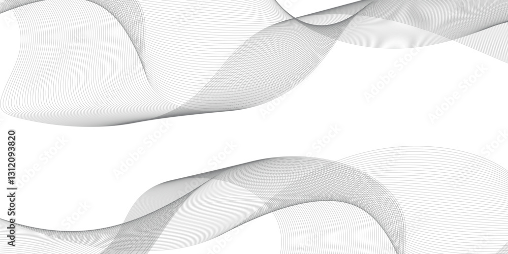 Poster thin wavy curve line vector background. curve wave seamless pattern background. black and grey wave 