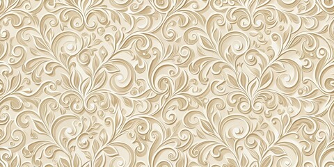 Elegant cream-colored seamless pattern with intricate swirling shapes, evoking a sense of luxury and refinement , swirls, luxurious texture