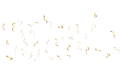 Abstract doted and confetti golden glitter and zigzag ribbon particles splatter on transparent background. Luxury golden glitter confetti that floats down falling bokeh celebration background.	
