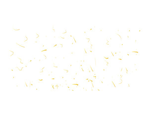 Abstract doted and confetti golden glitter and zigzag ribbon particles splatter on transparent background. Luxury golden glitter confetti that floats down falling bokeh celebration background.	
