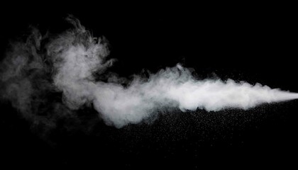 Fototapeta premium A swirl of white smoke drifts against a deep black background, creating an abstract and atmospheric effect