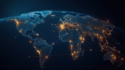 A world map made entirely of shipping routes and trade lines.