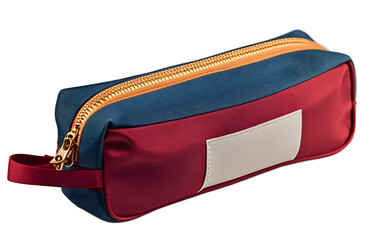 A fabric pencil case with a zipper, isolated on a empty plain background