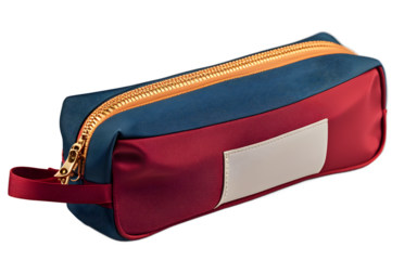 A fabric pencil case with a zipper, isolated on a empty plain background