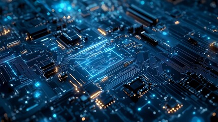 Obraz premium Abstract Circuit Board: Technological Innovation and Digital Future