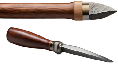 A fine chisel with a wooden handle for carving, isolated on a empty plain background