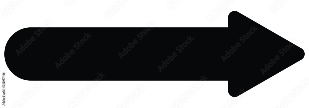 Poster arrows isolated on transparent background. black large arrow pointing right. bold thine long arrow. 