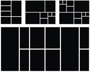 Set of photo collage mood board collection. Photo layout. Album brand board. Gallery banner. Web and texture pattern background. Scrapbook frames. Gallery banner. Retro photo frame for portfolio.