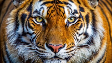 Close-up shot of a tiger's face with intense gaze, tiger face, powerful eyes,  tiger face
