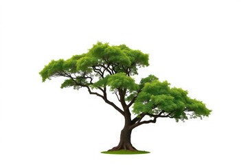 Single, majestic tree isolated against a pure white backdrop, background, simple