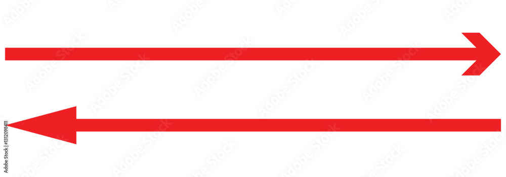 Poster set of long arrow vector, icon. double arrow icon. red horizontal double side arrow. double arrow ic