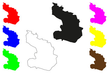 Ahmedabad city (Republic of India, State of Gujarat) map vector illustration, scribble sketch Amdavad map