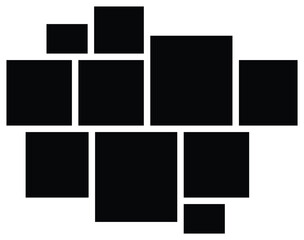 Asymmetrical  10 photo collage vector illustration. Tiles pattern for web and mockup presentation. Collage templates, birthday collage, collage art. Comics page grid layout abstract photo frames.