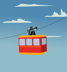 Electric transport. Cable car cabins © vektoritime