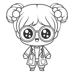 Fototapeta premium Girl becomes a doctor, for coloring