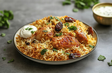 Succulent chicken biryani 