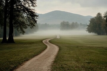 Winding path through a charming landscape, showcasing senior adventure trips focused on discovery and new experiences.