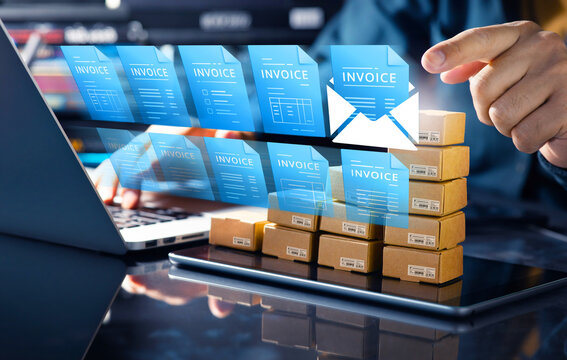 Financial management with debt collection, E invoice bill for  business online store.Entrepreneur and innovation optimization money system.not ai generated