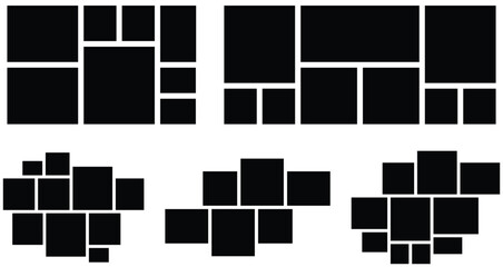 Set of photo collage mood board collection. Photo layout. Album brand board. Gallery banner. Web and texture pattern background. Scrapbook frames. Gallery banner. Retro photo frame for portfolio.