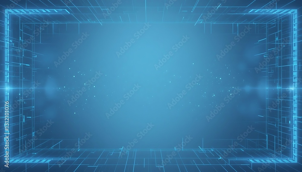 Poster abstract technology frame background with glowing lines and particle effects
