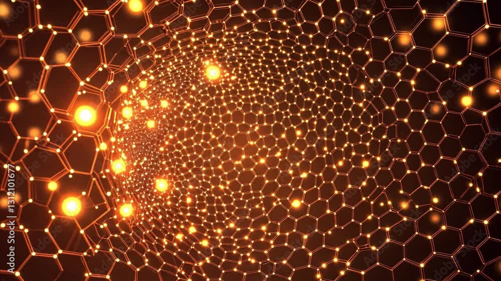 Poster illuminated molecular world: a dynamic visual of interconnected molecules glowing with energy, illus