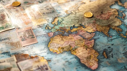 Naklejka premium Global trade war overview worldwide news article economic landscape high angle perspective trade dynamics