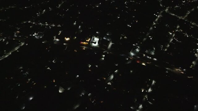 night drone view of suburbs in Kyrgyzstan in 2024