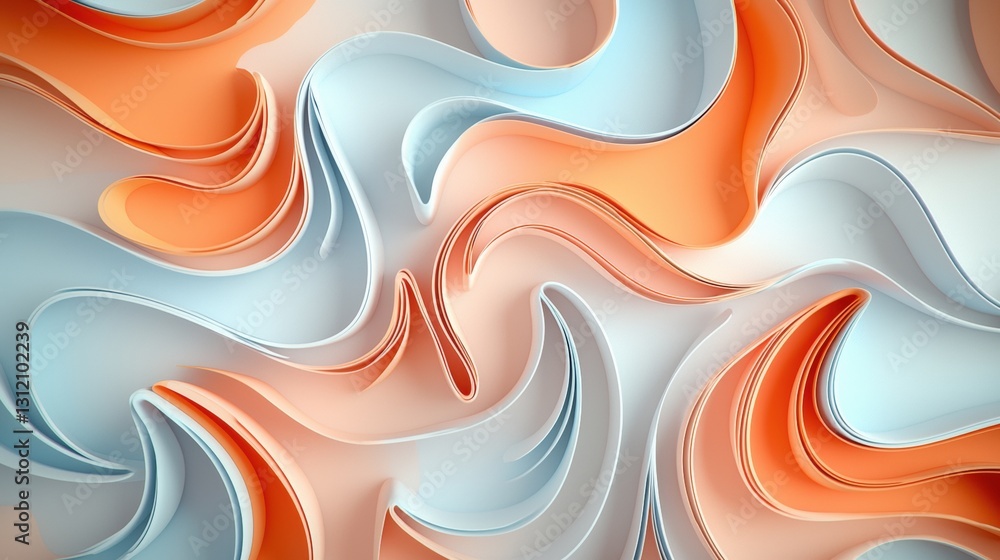 Poster striking pattern of orange and blue shapes creating a vibrant background for creative projects