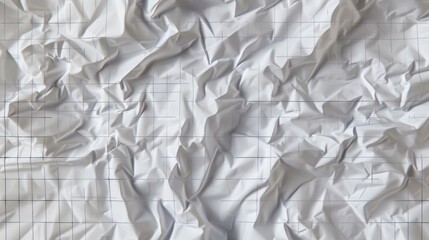 Obraz premium a piece of white paper crumpled with a delicate grid pattern, depicted in high detail. The texture should be lifelike