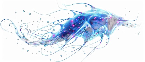 Bioluminescent plankton white isolated background