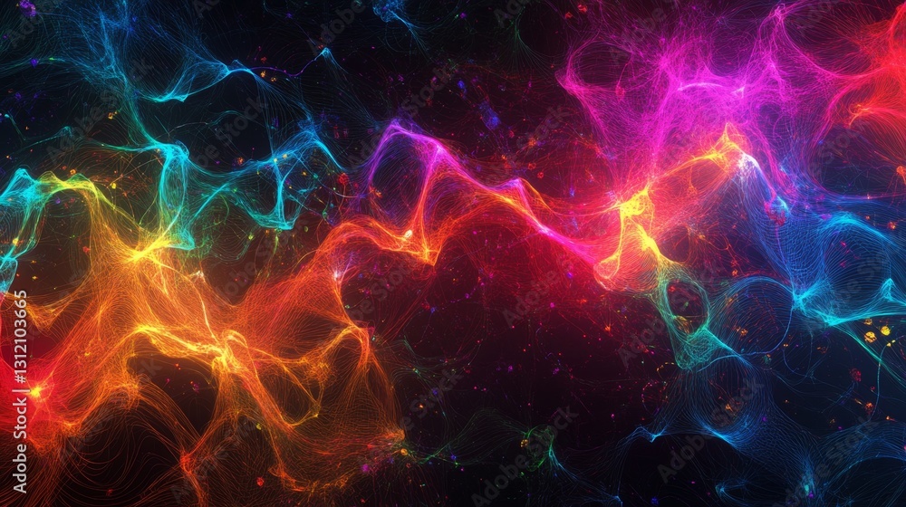Poster illuminating data pathways virtual realm digital art cyber environment abstract viewpoint network co