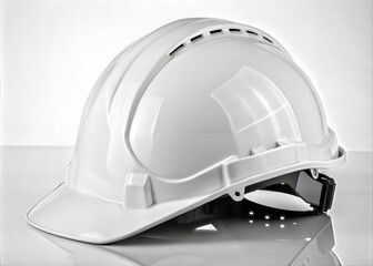 Fototapeta premium A high-angle close-up of a white safety hard hat.