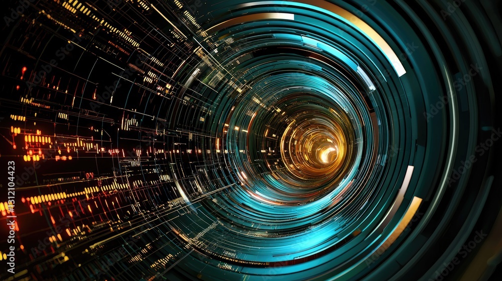Poster a sci-fi inspired digital interface with luminous data transfer visuals and encryption layers