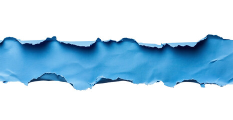 Blue Torn Paper: A vibrant strip of torn blue paper, its jagged edges creating an abstract and textured aesthetic against a clean background, symbolizing destruction and creation.