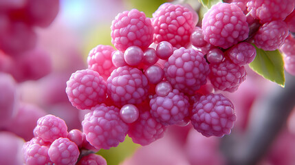 Closeup of Pink Berries Cluster