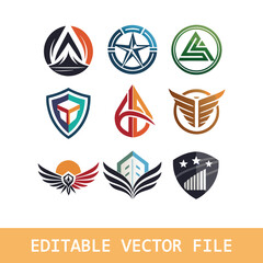 Abstract Logo And Icon Set. Elements Collection Isolated On White - Vector. 