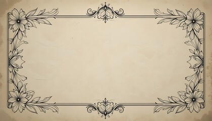 Floral Frame Design with Beige Background and Decorative Elements for Invitations