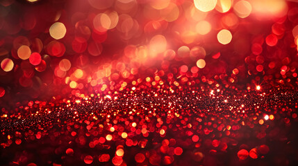 Christmas xmas background red abstract valentine, Red glitter bokeh vintage lights: An abstract and glittery red background with vintage-style bokeh lights, creating a festive and romantic 