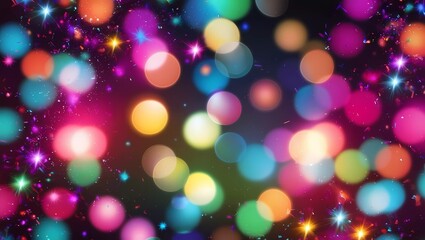 Naklejka premium Abstract shining backkground with festive fireworks, colorful bokeh, celebration mood