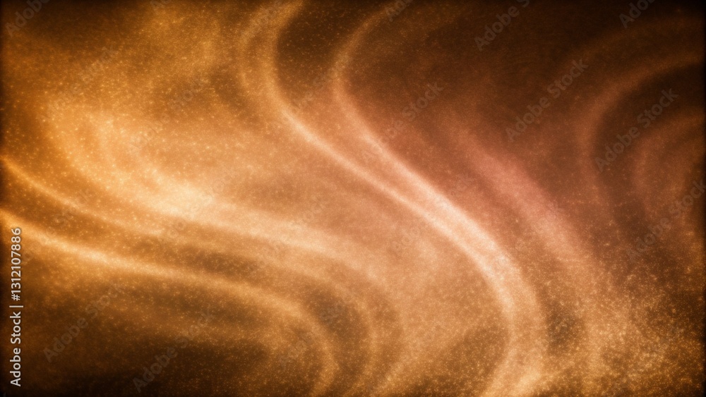 Poster gold color digital particles wave flow or diffuse by the wind of the sand. abstract technology backg