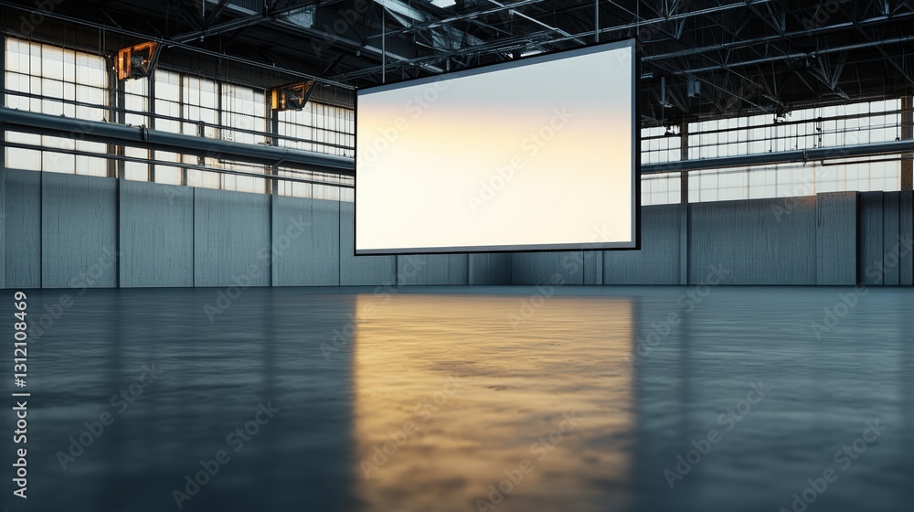 Poster expansive empty room with large offering a stunning sky view and natural light creating a sense of f