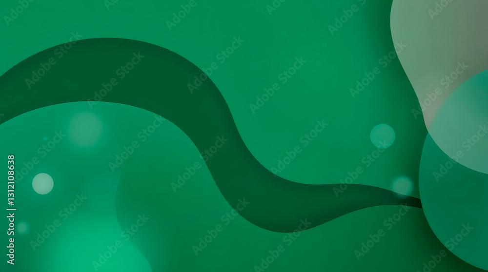Poster abstract background featuring swirling shapes and soft gradients in varying shades of green