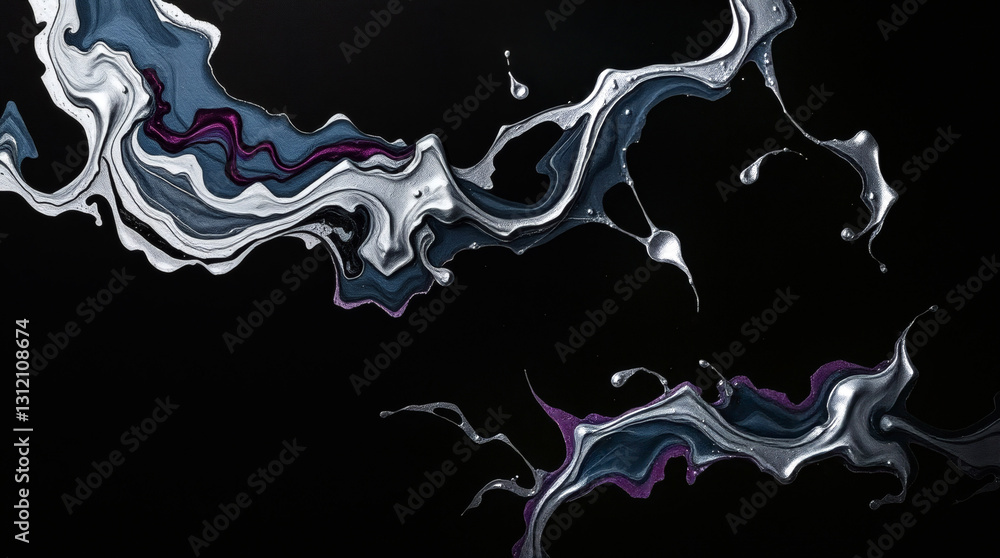 Poster abstract swirling patterns in black background create a striking visual contrast and depth