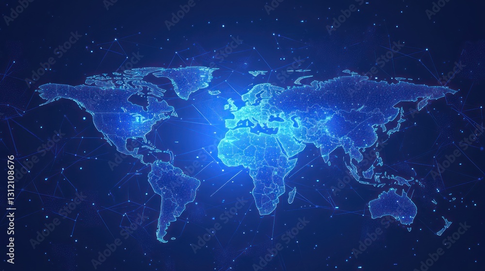 Poster global network map. abstract world map. digital technology. background data visualization. useful fo