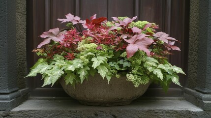 Urban vertical garden flourishes on concrete wall, vibrant plants spilling over, blending urban life with nature's charm.