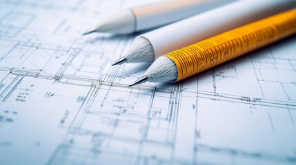 Analyzing engineering blueprint details workshop visual analysis indoor closeup of architectural design