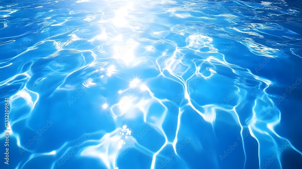 Poster glimmering ripples on the tranquil water surface illuminated by the warm radiant sunlight creating a