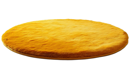 Soft Yellow Fur Rug Isolated on White Background, Perfect for Home Decor