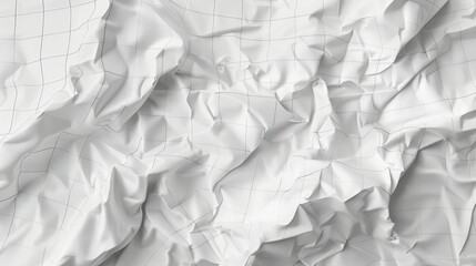 a piece of white paper crumpled with faint grid lines, rendered in high realism. The texture should be lifelike